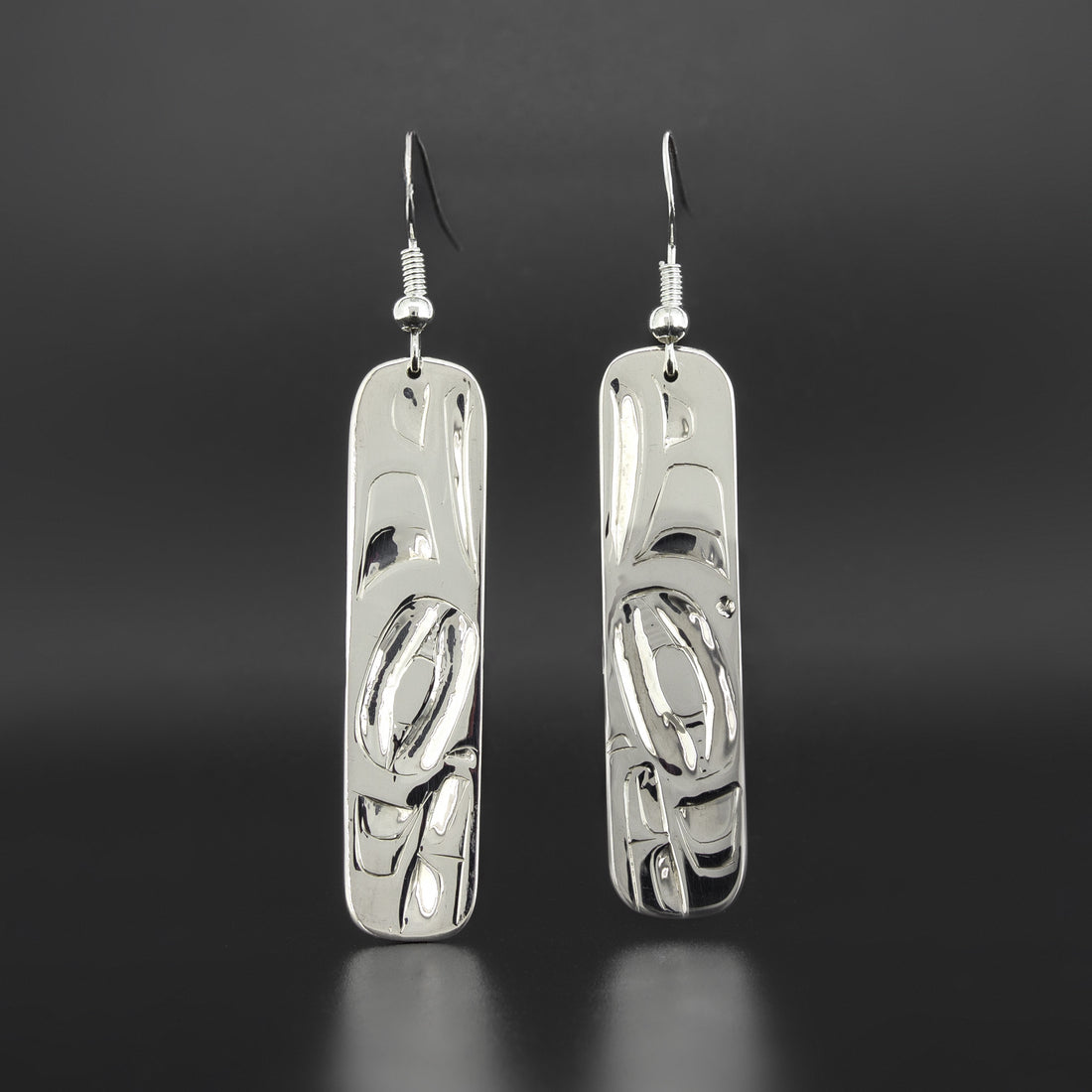 Raven-Finned Killerwhale - Silver Earrings