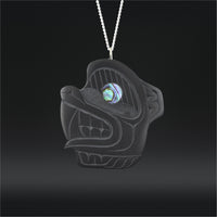 Grizzly Bear - Argillite Pendant with Abalone