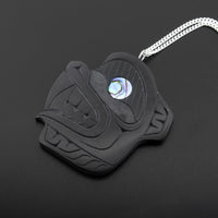 Grizzly Bear - Argillite Pendant with Abalone