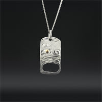 Bear - Silver Pendant with 14k Gold