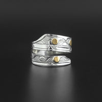 ťsago’l (old canoe) - Silver Ring with 14k Gold