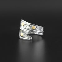 ťsago’l (old canoe) - Silver Ring with 14k Gold