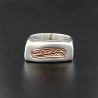 Eagle - Silver Ring with 14k Rose Gold