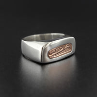 Eagle - Silver Ring with 14k Rose Gold