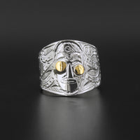 Octopus - Silver Ring with 14k Gold