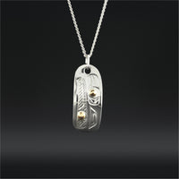 Raven and Light - Silver Pendant with 14k Gold