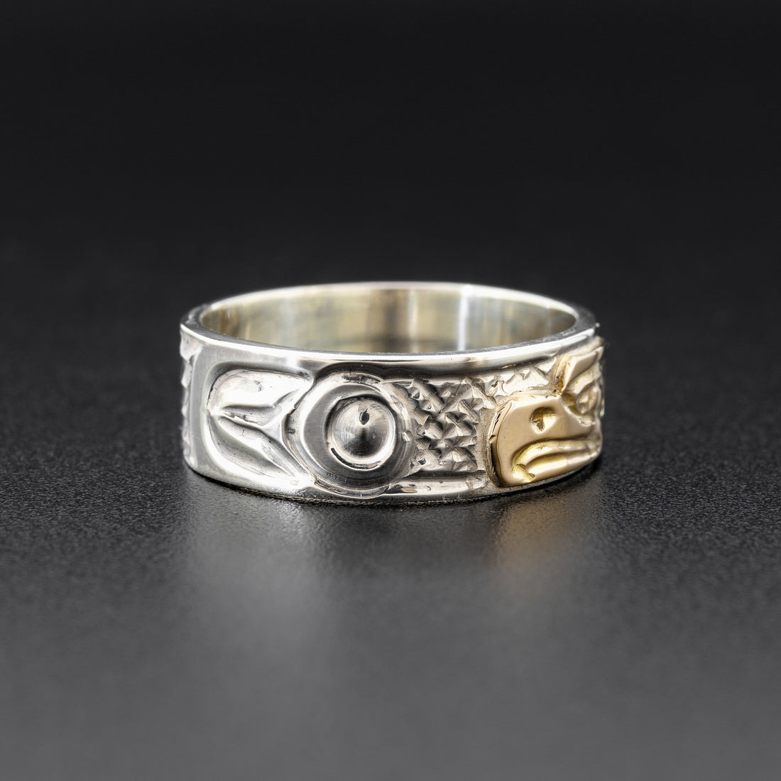 Eagle - Silver Ring with 14k Gold