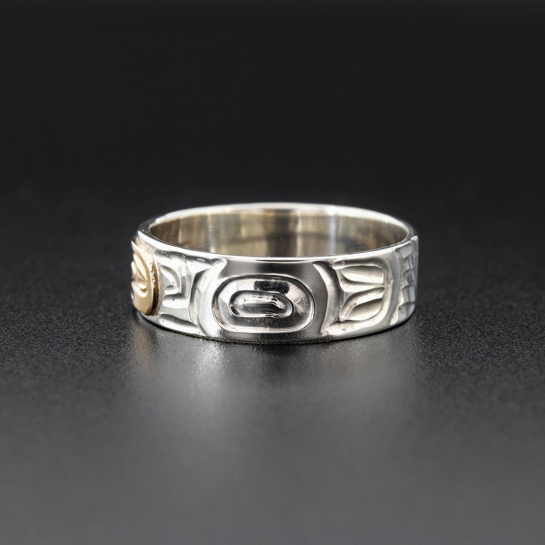 Raven - Silver Ring with 14k Gold
