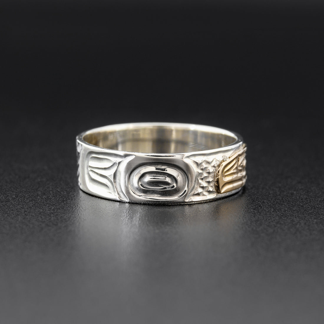 Raven - Silver Ring with 14k Gold