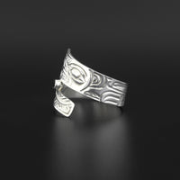 Wolf - Silver Ring with Onyx