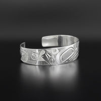 Orca with Flower - Silver Bracelet