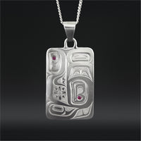 Eagle - Silver Pendant with Rubies