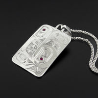 Eagle - Silver Pendant with Rubies