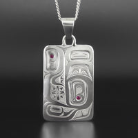 Eagle - Silver Pendant with Rubies