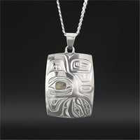 Hummingbird - Silver Pendant with Abalone