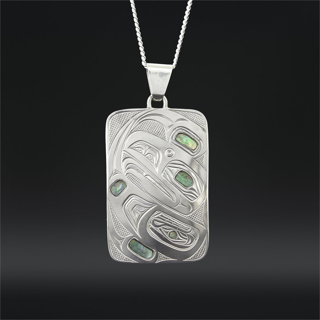 Raven - Silver Pendant with Abalone