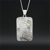 Raven - Silver Pendant with Abalone