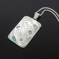 Raven - Silver Pendant with Abalone