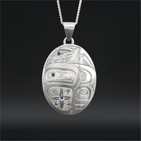 Abstract Thunderbird - Silver Pendant with Sapphire