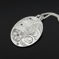 Abstract Thunderbird - Silver Pendant with Sapphire