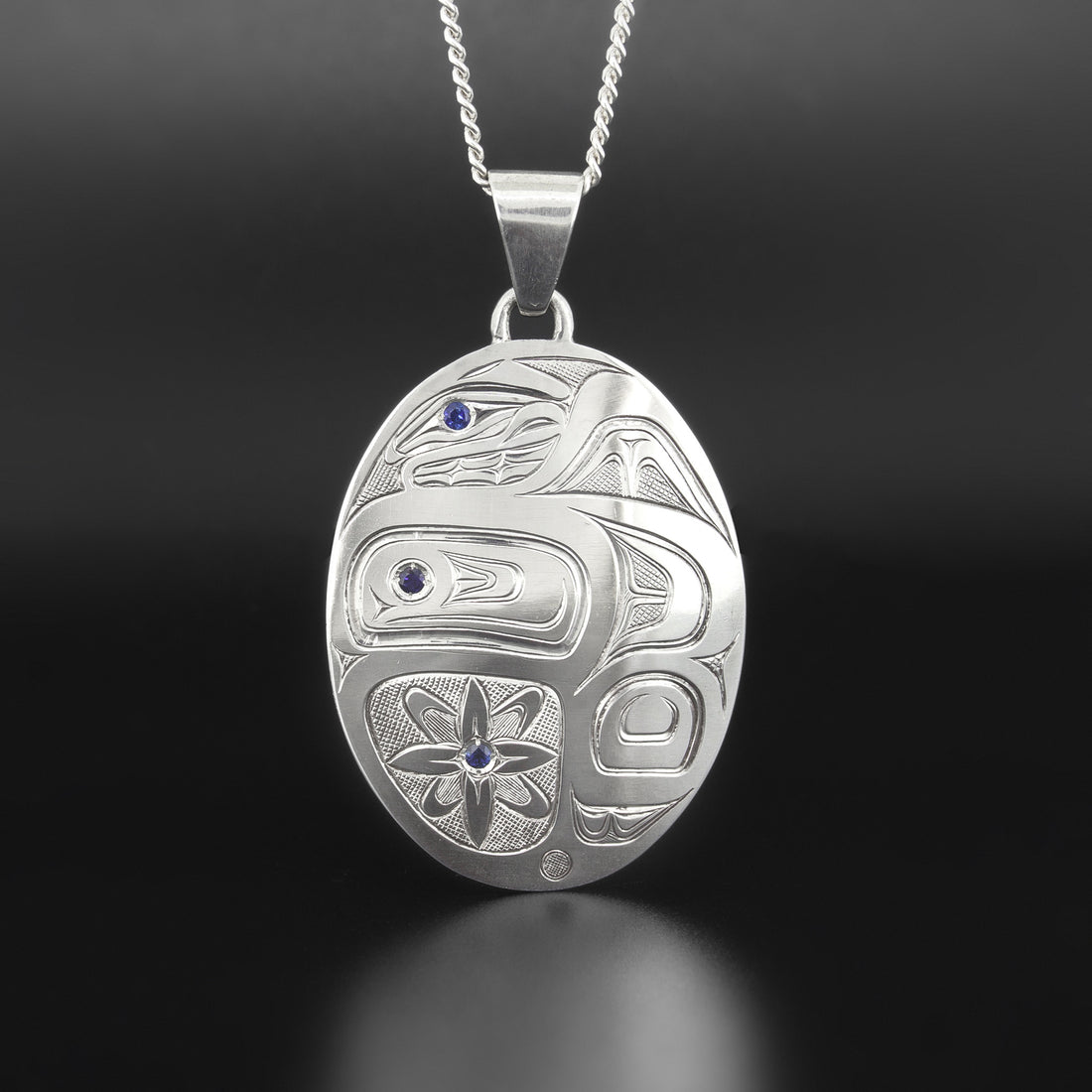 Abstract Thunderbird - Silver Pendant with Sapphire