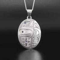 Abstract Thunderbird - Silver Pendant with Sapphire