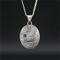 Wolf - Silver Pendant with Abalone