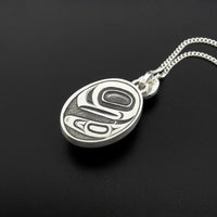 'wáahuu k'ust'áan (Sea Turtle) - Argillite Pendant with Silver Bezel and Abalone