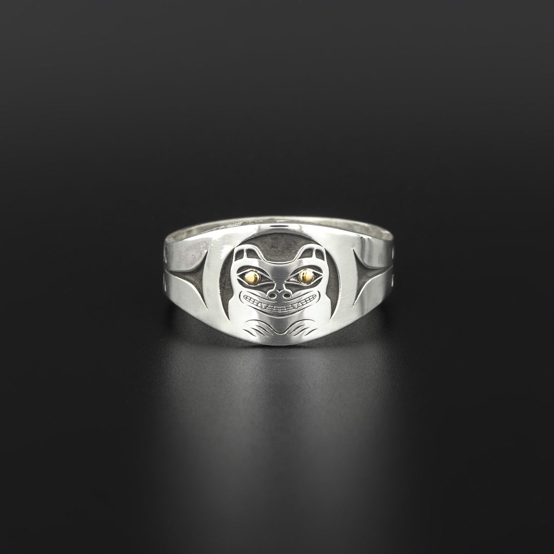 Bear - Silver Ring with 14k Gold