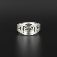 Bear - Silver Ring with 14k Gold