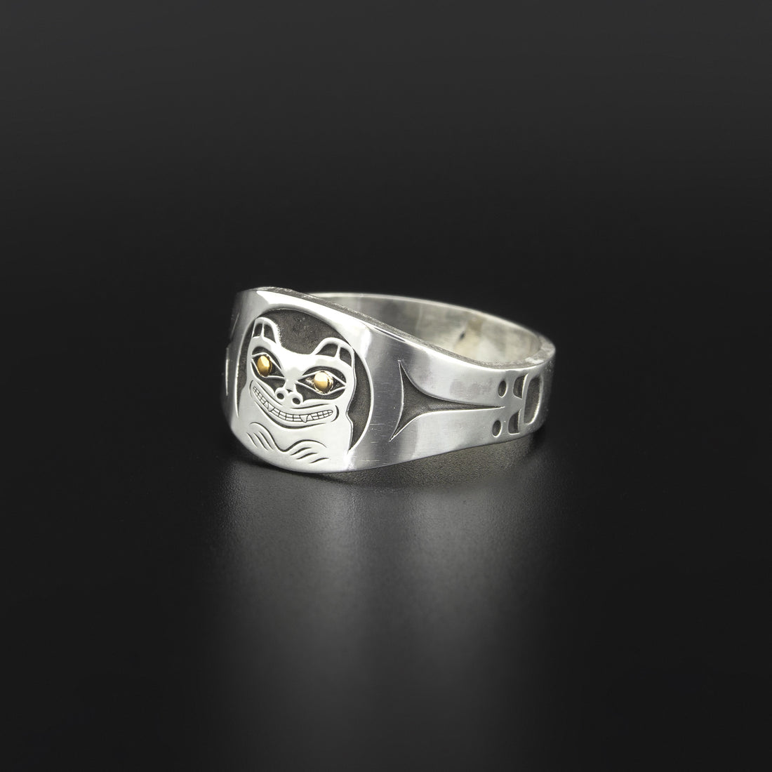 Bear - Silver Ring with 14k Gold