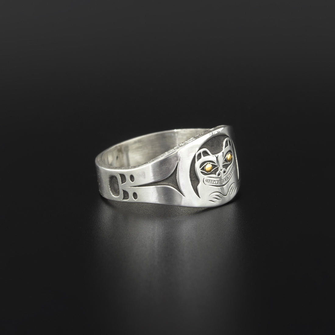 Bear - Silver Ring with 14k Gold