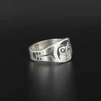 Bear - Silver Ring with 14k Gold