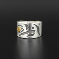 Eagle - Silver Ring with 14k Gold