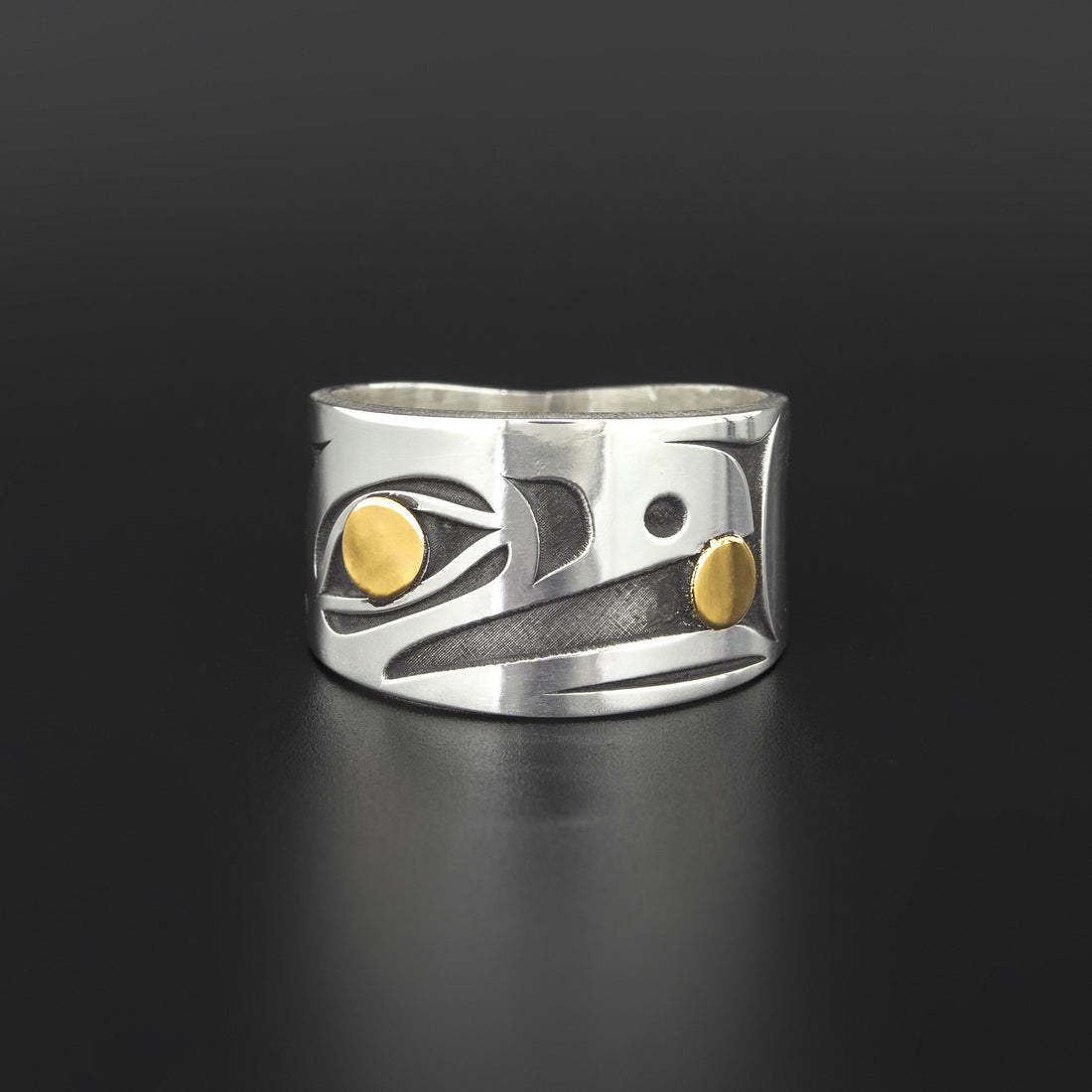 Raven - Silver Ring with 14k Gold