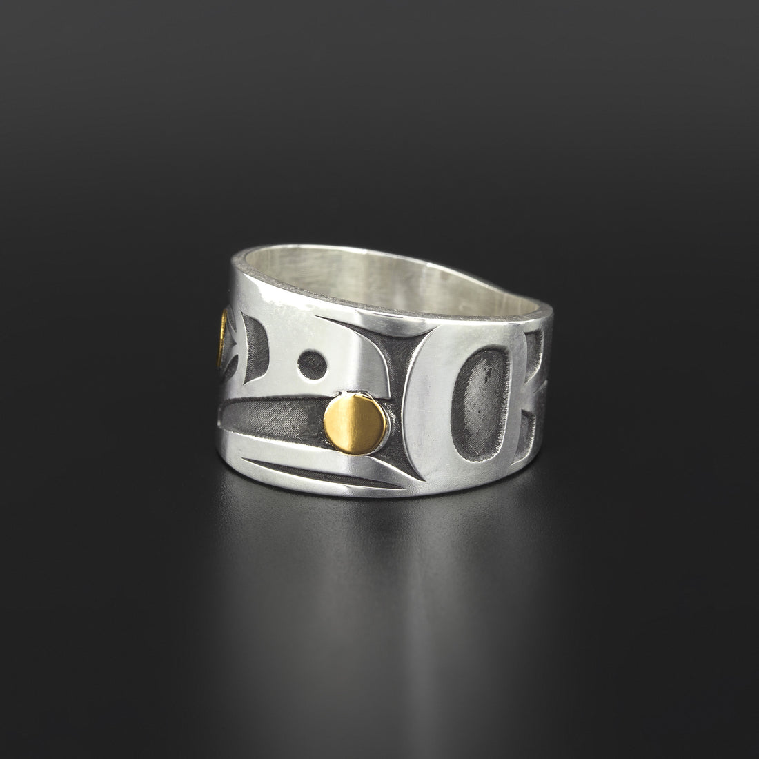 Raven - Silver Ring with 14k Gold