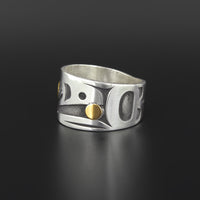 Raven - Silver Ring with 14k Gold