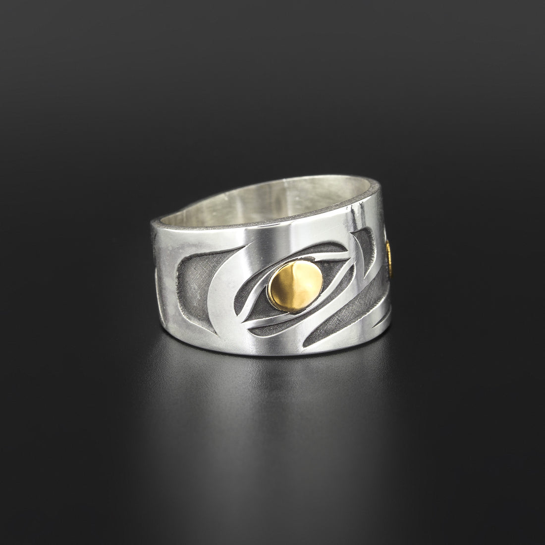 Raven - Silver Ring with 14k Gold