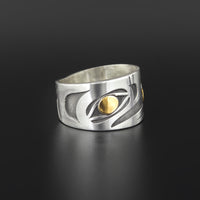 Raven - Silver Ring with 14k Gold