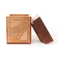 Eagle, Raven, Wolf, and Bear - Red Cedar Bentwood Box with Abalone