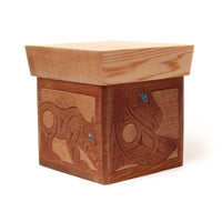 Eagle, Wolf, Bear, and Raven - Red Cedar Bentwood Box with Abalone