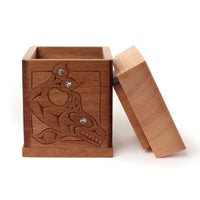 Orca Mother's Teachings - Red Cedar Bentwood Box with Abalone