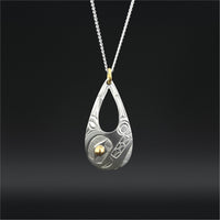 Bear - Silver Pendant with 14k Gold