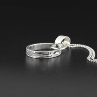 Eagle and Raven - Silver Pendant with Black Diamonds