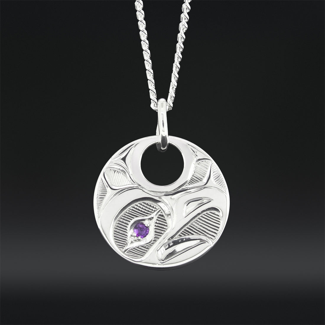 Eagle - Silver Pendant with Amethyst