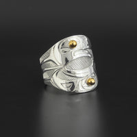 Eagles - Silver Ring with 14k Gold