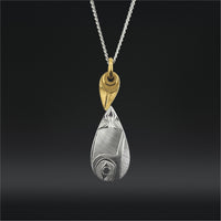 Hummingbird - Silver Pendant with 14k Gold