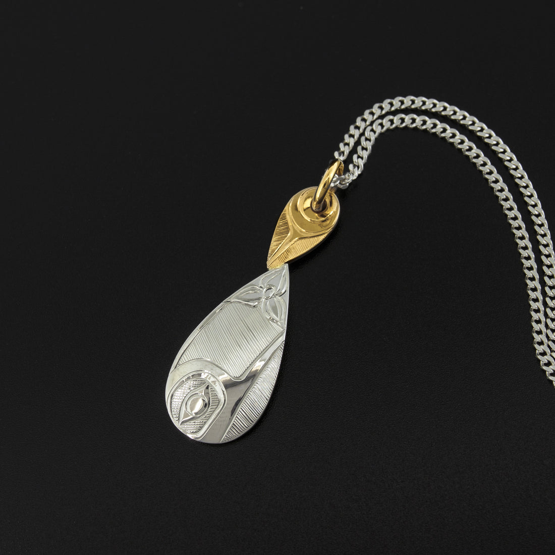 Hummingbird - Silver Pendant with 14k Gold