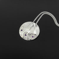 Hummingbirds - Silver Pendant with Amethysts