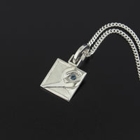 Hummingbird - Silver Pendant with Blue Diamond